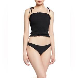 Tory Burch Black Smocked Bikini Top